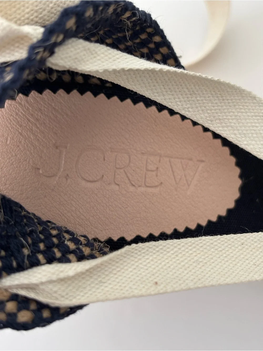 J.Crew Crochet Lace-Up Espadrille Wedges NWT Navy Cottagecore Size 8